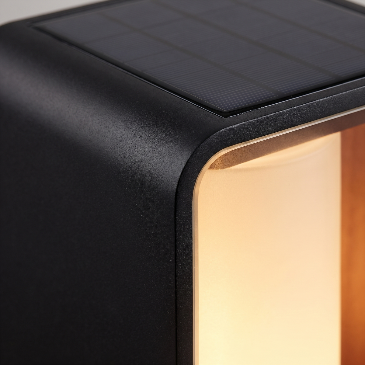 Close detail of the solar cap and frosted diffuser panel