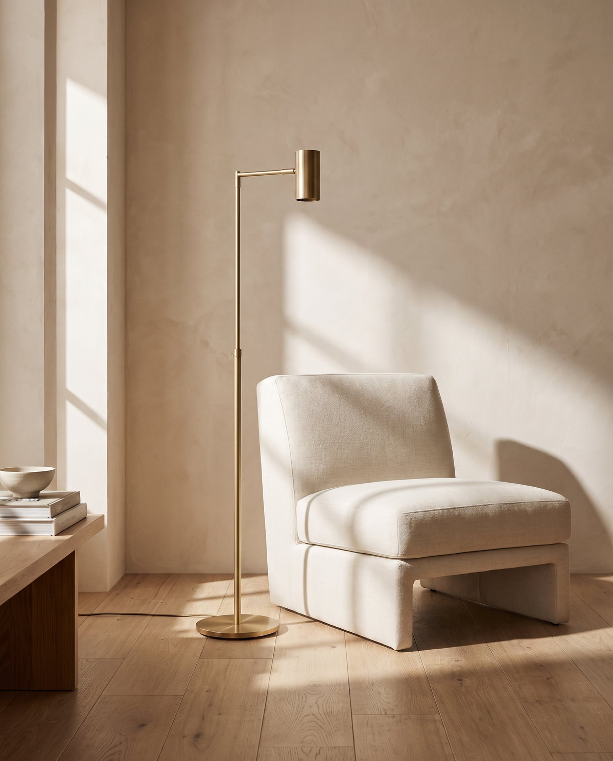 Floor lamp in a sunlit corner